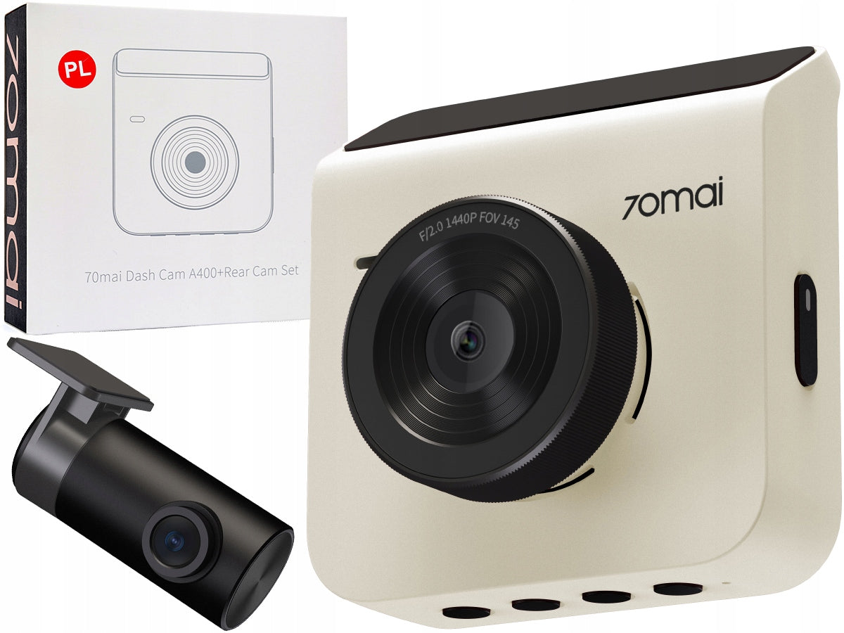 Autokamera vorne und hinten 70mai Dashcam A400, 2K, WLAN, 2-Zoll-Display, Beige