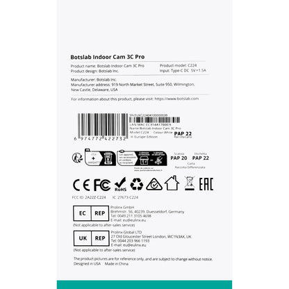 Überwachungskamera Botslab 3C Pro C224, Wi-Fi, 4K, Innenbereich 
