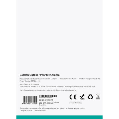 Überwachungskamera Botslab W311, Wi-Fi, 2K, IP66, Außenbereich 