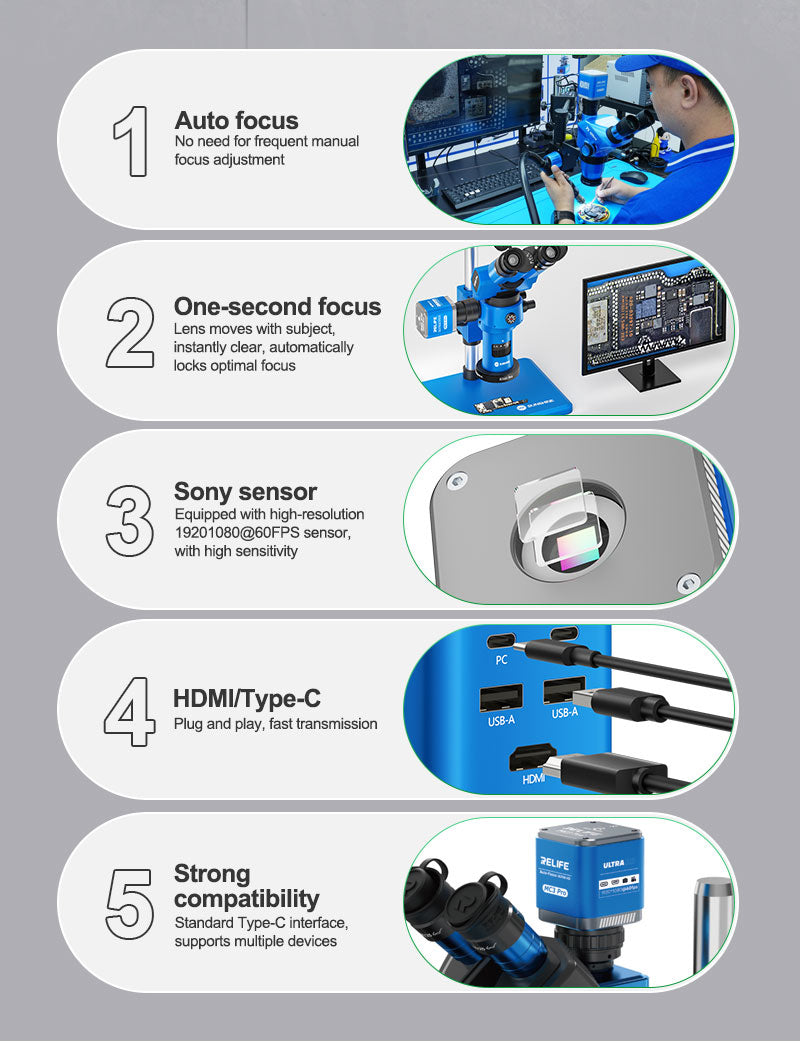 Relife MC3 Pro Microscope Camera, 1080P