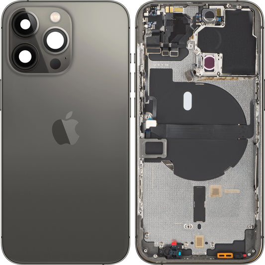 Apple iPhone 13 Pro Akkudeckel, mit mittlerem Gehäuse, Schwarz (Graphit), Swap