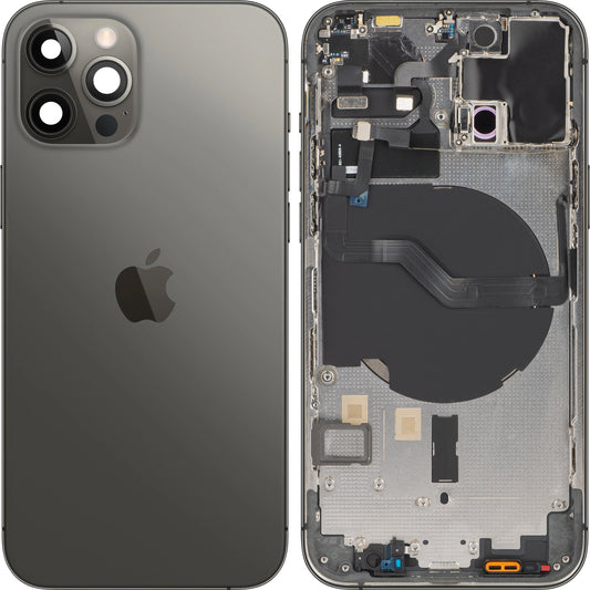 Apple iPhone 12 Pro Akkudeckel, mit mittlerem Gehäuse, Schwarz (Graphit), Swap