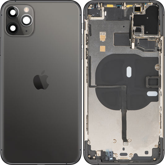 Apple iPhone 11 Pro Max Akkudeckel, mit Mittelgehäuse, Schwarz (Space Grey), Swap