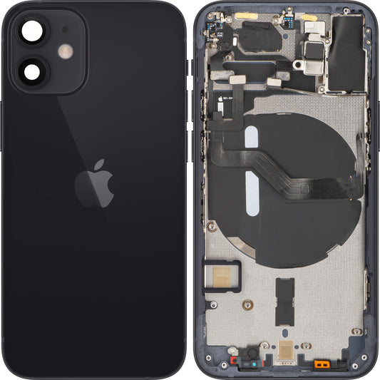 Apple iPhone 12 mini Batterieabdeckung, mit Mittelgehäuse, schwarz, Swap 