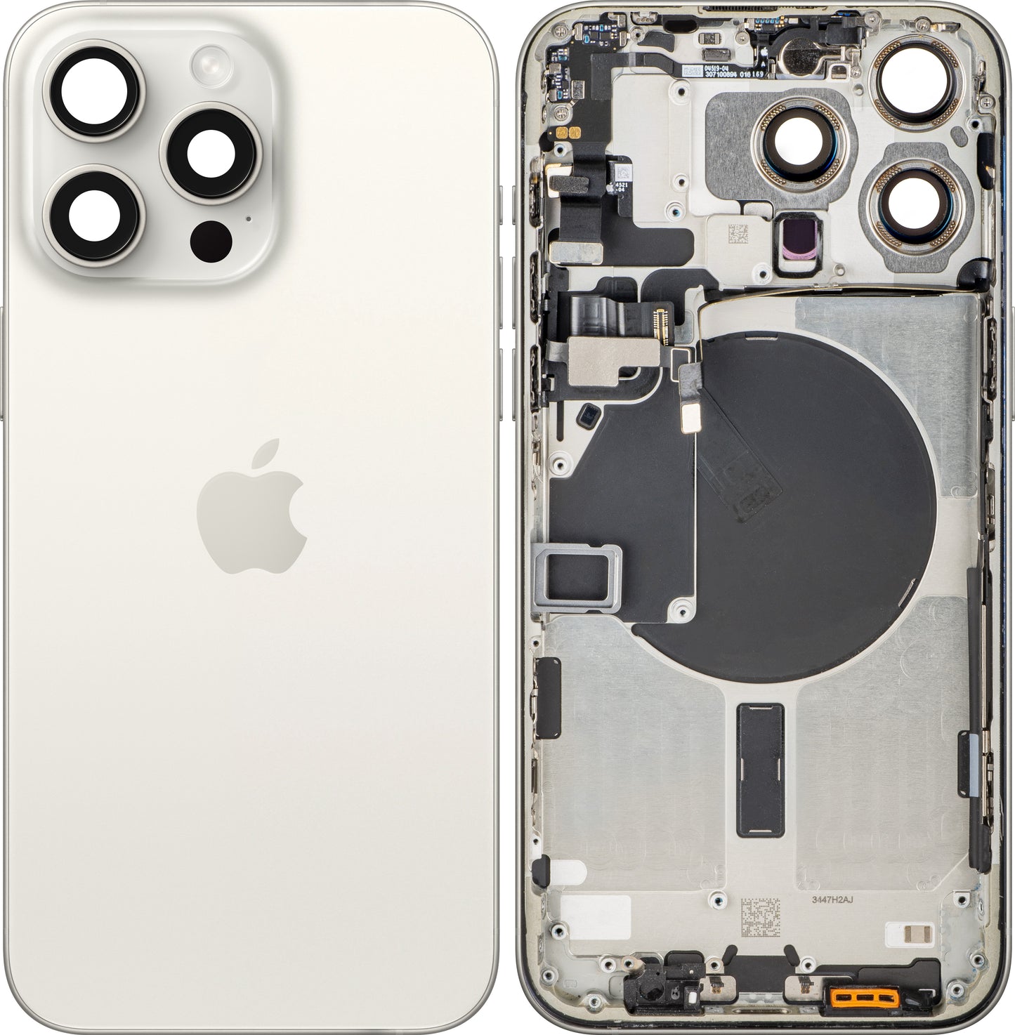 Akkuabdeckung Apple iPhone 15 Pro Max, mit Mittelgehäuse, Weiß (White Titanium), Swap