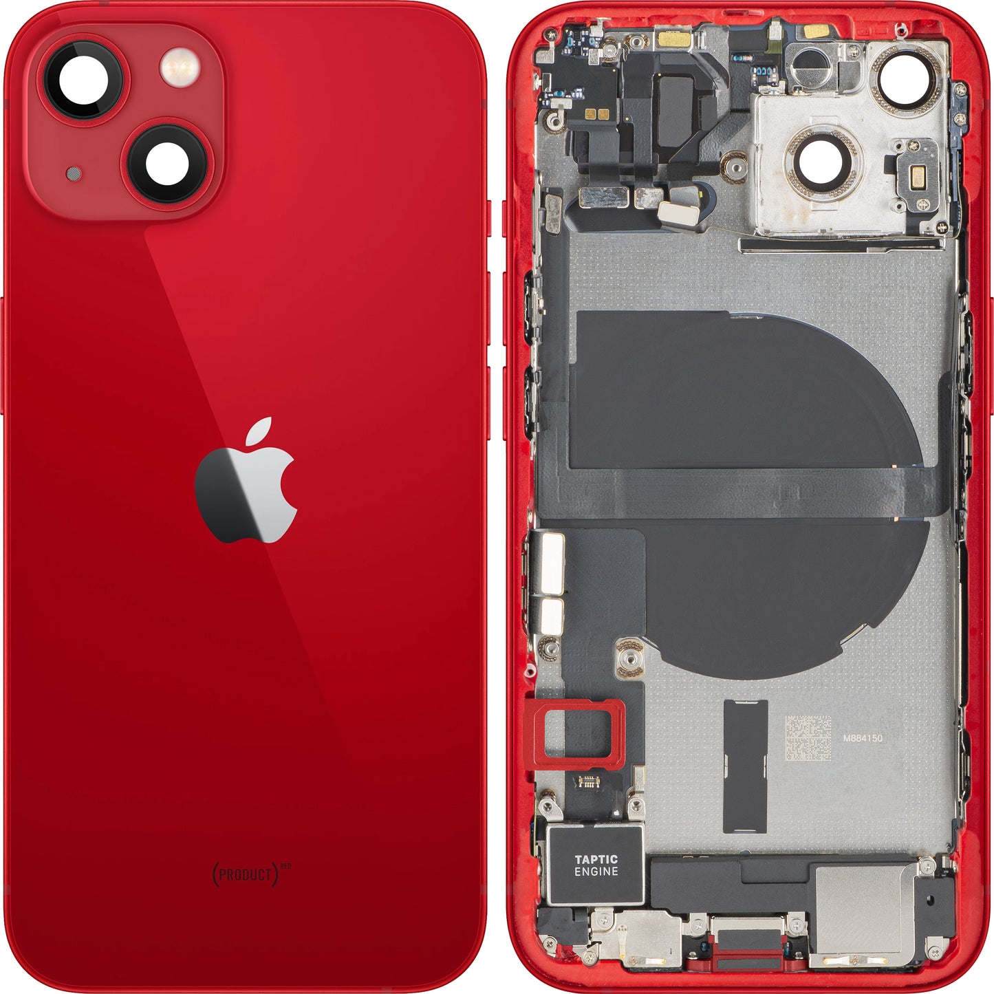 Apple iPhone 13 Battery Cover, With Middle Frame, Full Parts, Red, Swap