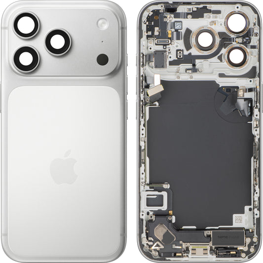 Akkuabdeckung Apple iPhone 17 Pro, mit Mittelgehäuse, vollständige Teile, Silber, Swap