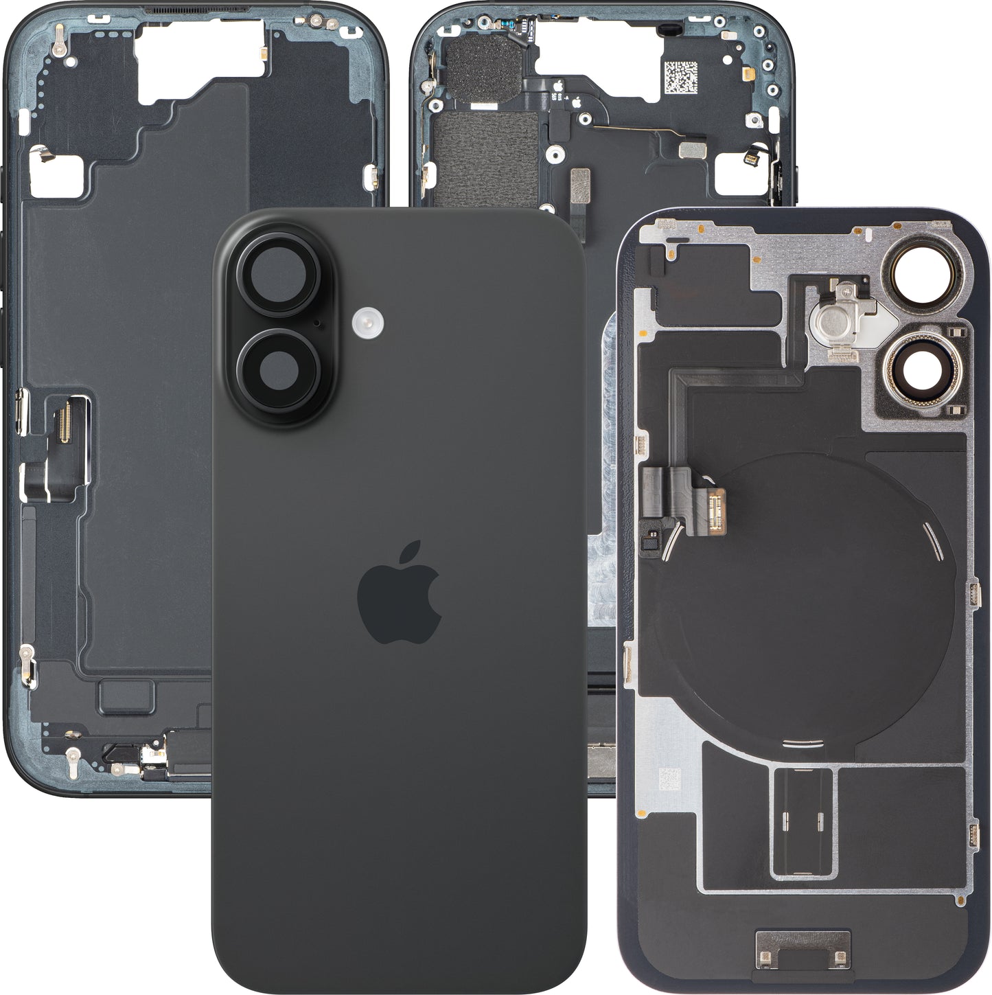 Apple iPhone 16 Battery Cover, With Middle Frame, Full Parts, Black, Swap