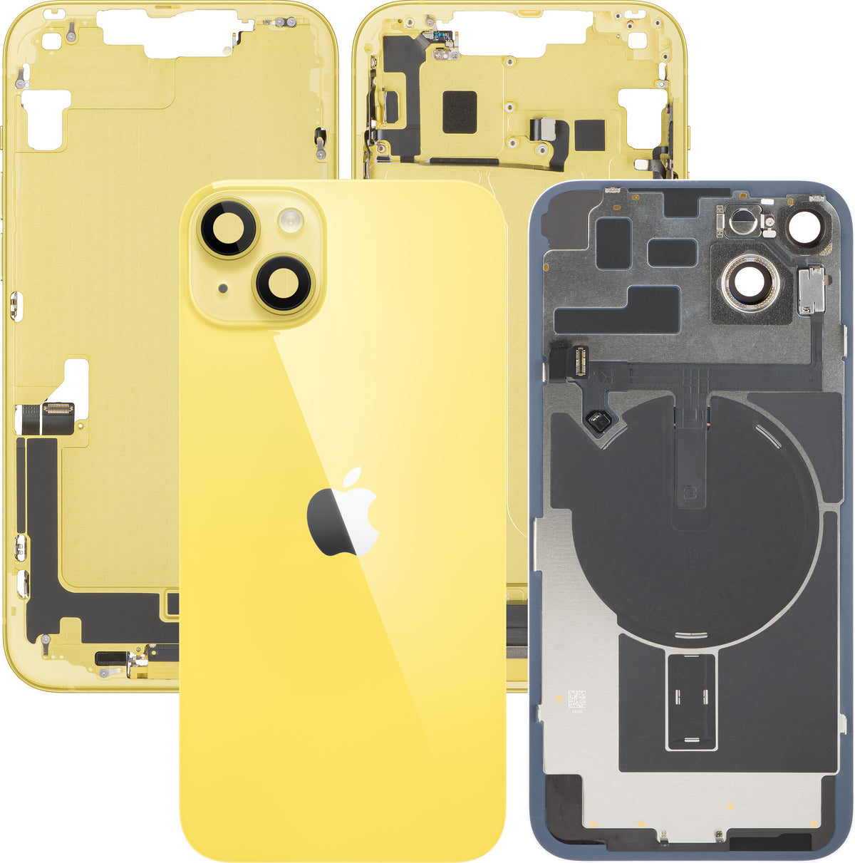 Batteriedeckel Apple iPhone 14 Plus, mit Mittelgehäuse, Komplettteile, Gelb, Premium Swap