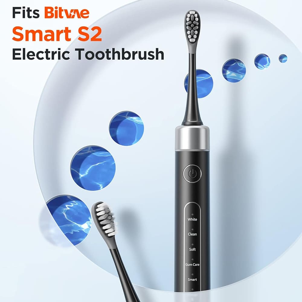 Gum Care Replacement Head for Bitvae S2 / S3 Electric Toothbrush, Set of 4, White