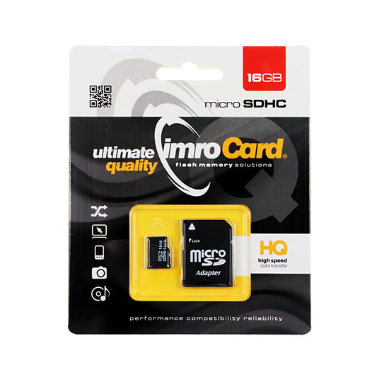 Imro microSDHC-Speicherkarte, 16 GB, Klasse 10 / UHS-1 U1, mit Adapter