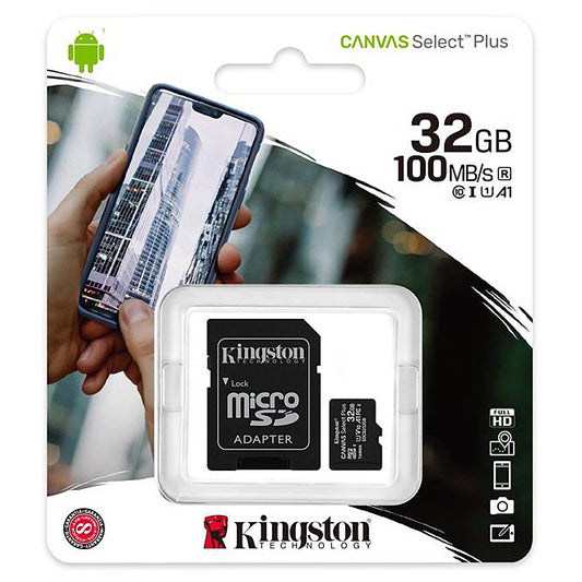 Speicherkarte microSDHC Kingston Canvas Select Plus Android A1, 32 GB, Klasse 10 / UHS-1 U1, mit Adapter SDCS2/32 GB