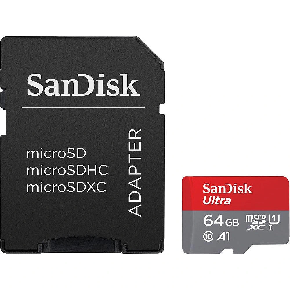 SanDisk Ultra Android A1 microSDXC Speicherkarte, 64Gb, Klasse 10 / UHS-1 U1, mit Adapter SDSQUAB-064G-GN6MA