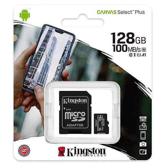 Kingston Canvas Select Plus Android A1 microSDXC Speicherkarte Kingston Canvas Select Plus Android A1, 128Gb, Klasse 10 / UHS-1 U1, mit SDCS2/128GB Adapter