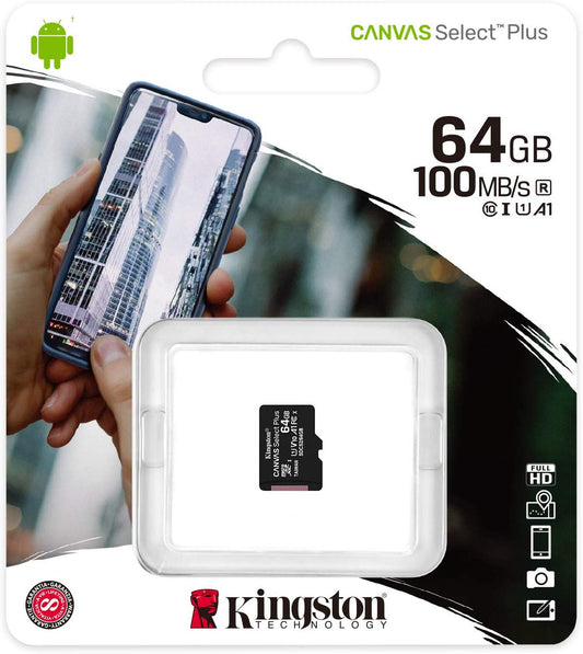 Kingston Canvas Select Plus, 64Gb, Klasse 10 / UHS-1 U1 SDCS2/64GBSP microSDXC Speicherkarte