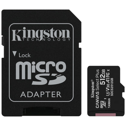 Speicherkarte microSDXC Kingston Canvas Select Plus, 512 GB, Klasse 10 / UHS-1 U3, mit Adapter SDCS2/512 GB 