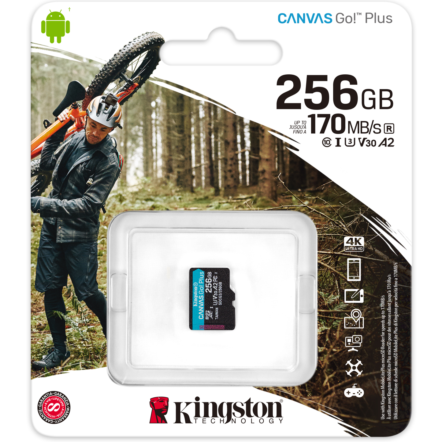 Speicherkarte microSDXC Kingston Canvas Go Plus, 256 GB, Klasse 10 / UHS-1 U3 SDCG3/256 GBSP