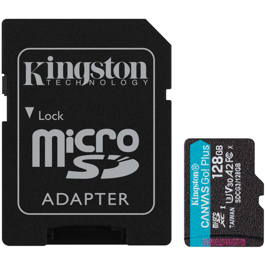 Speicherkarte microSDXC Kingston Canvas Go Plus, 128Gb, Klasse 10 / UHS-1 U3, mit Adapter SDCG3/128GB 