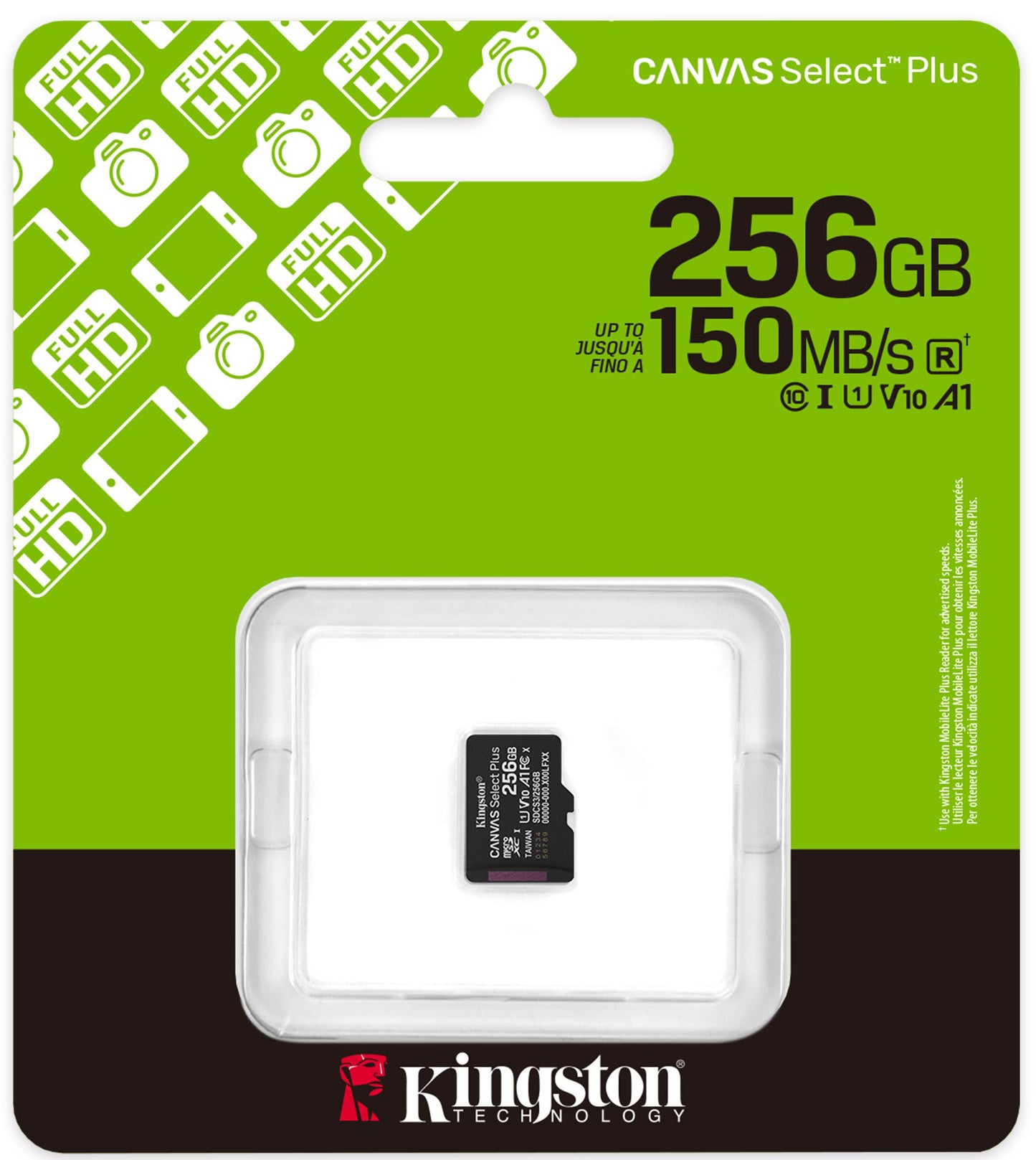 Kingston Canvas Select Plus Android A1 microSDXC Speicherkarte, 256Gb, Klasse 10 / UHS-1 U1 SDCS3/256GBSP
