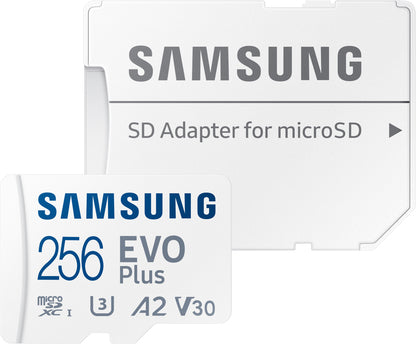 Samsung Evo Plus microSDXC-Speicherkarte, 256 GB, Klasse 10 / UHS-1 U3, mit Adapter MB-MC256SA/EU