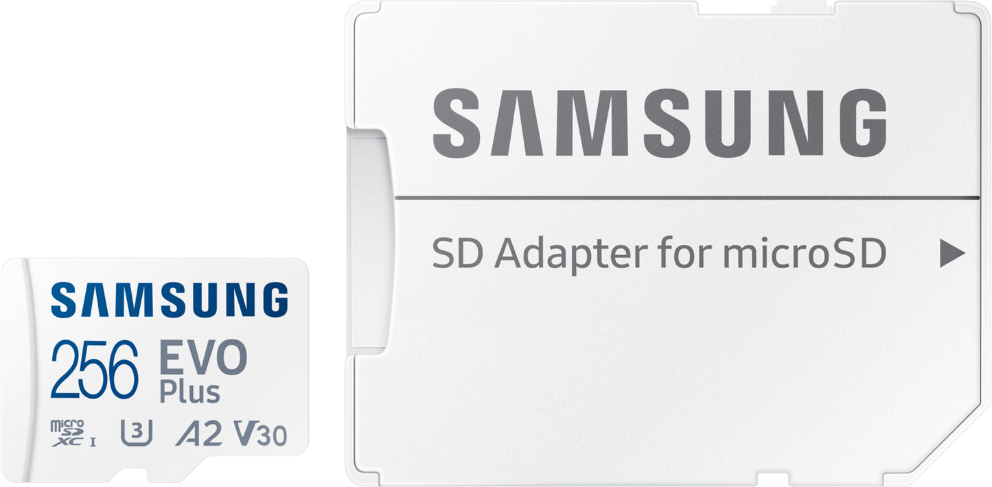 Samsung Evo Plus microSDXC-Speicherkarte, 256 GB, Klasse 10 / UHS-1 U3, mit Adapter MB-MC256SA/EU