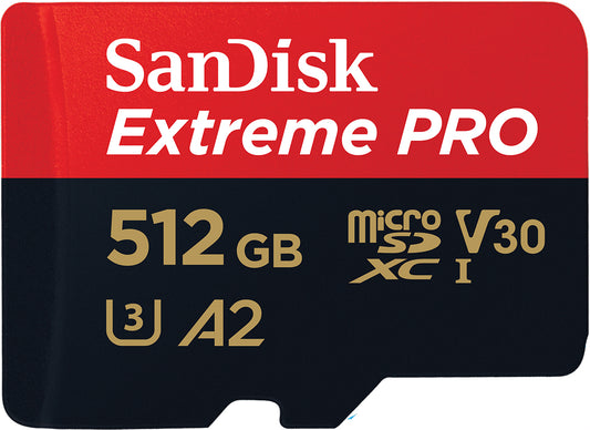 SanDisk Extreme Pro microSDXC Memory Card, 512Gb, Class 10 / UHS-1 U3, With Adapter SDSQXCD-512G-GN6MA