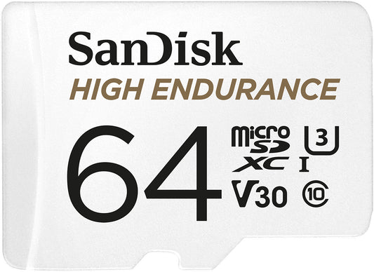 SanDisk High Endurance microSDXC Speicherkarte, 64Gb, Klasse 10 / UHS-1 U3, mit Adapter SDSQQNR-064G-GN6IA