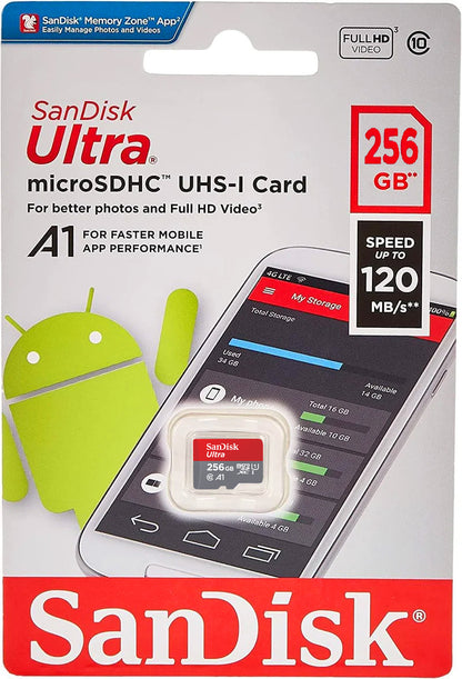 Speicherkarte microSDXC SanDisk Ultra Android A1, 256Gb, Klasse 10 / UHS-1 U1 SDSQUAC-256G-GN6MN