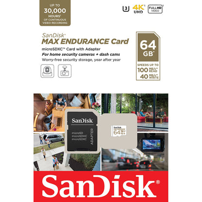 Speicherkarte microSDXC SanDisk MAX Endurance, 64Gb, Klasse 10 / UHS-1 U3, mit Adapter SDSQQVR-064G-GN6IA
