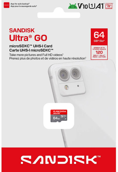 microSDXC Speicherkarte SanDisk Ultra GO Android A1, 64GB, Klasse 10 / UHS-1 U1 SDSQUGN-064G-GN6MN