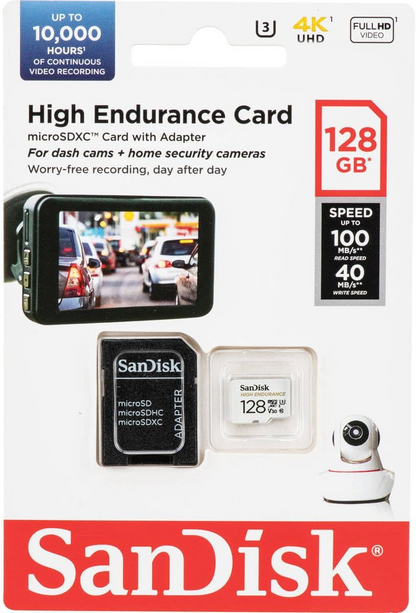 SanDisk High Endurance microSDXC Speicherkarte, 128Gb, Klasse 10 / UHS-1 U3, mit Adapter SDSQQNR-128G-GN6IA