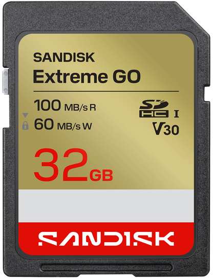 SanDisk Extreme Go SDHC Memory Card, 32GB, Class 10 / UHS-1 U1 SDSDXGN-032G-GNCIN
