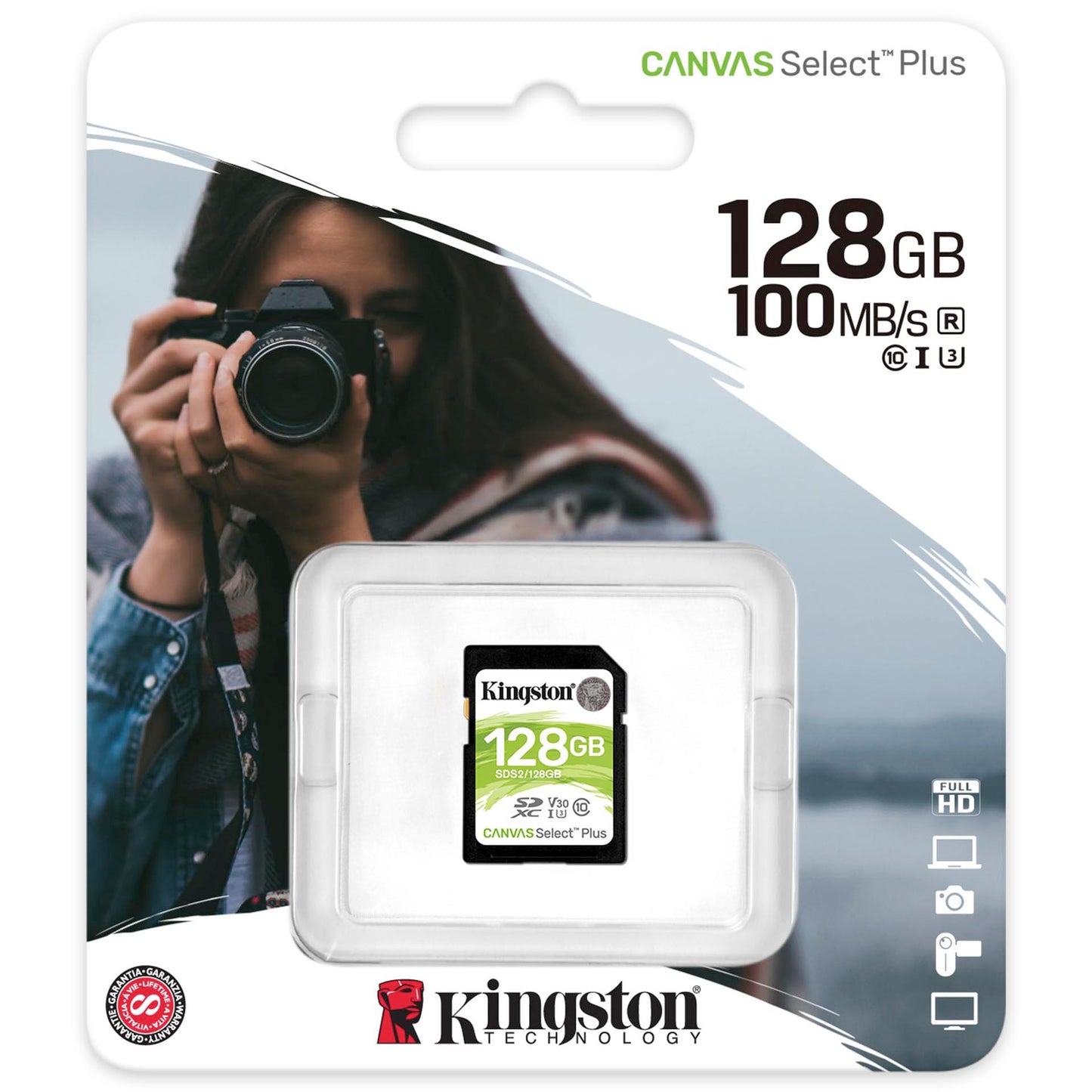 Kingston Canvas Select Plus SDXC-Speicherkarte, 128 GB, Klasse 10 / UHS-1 U1 SDS2/128 GB-SD