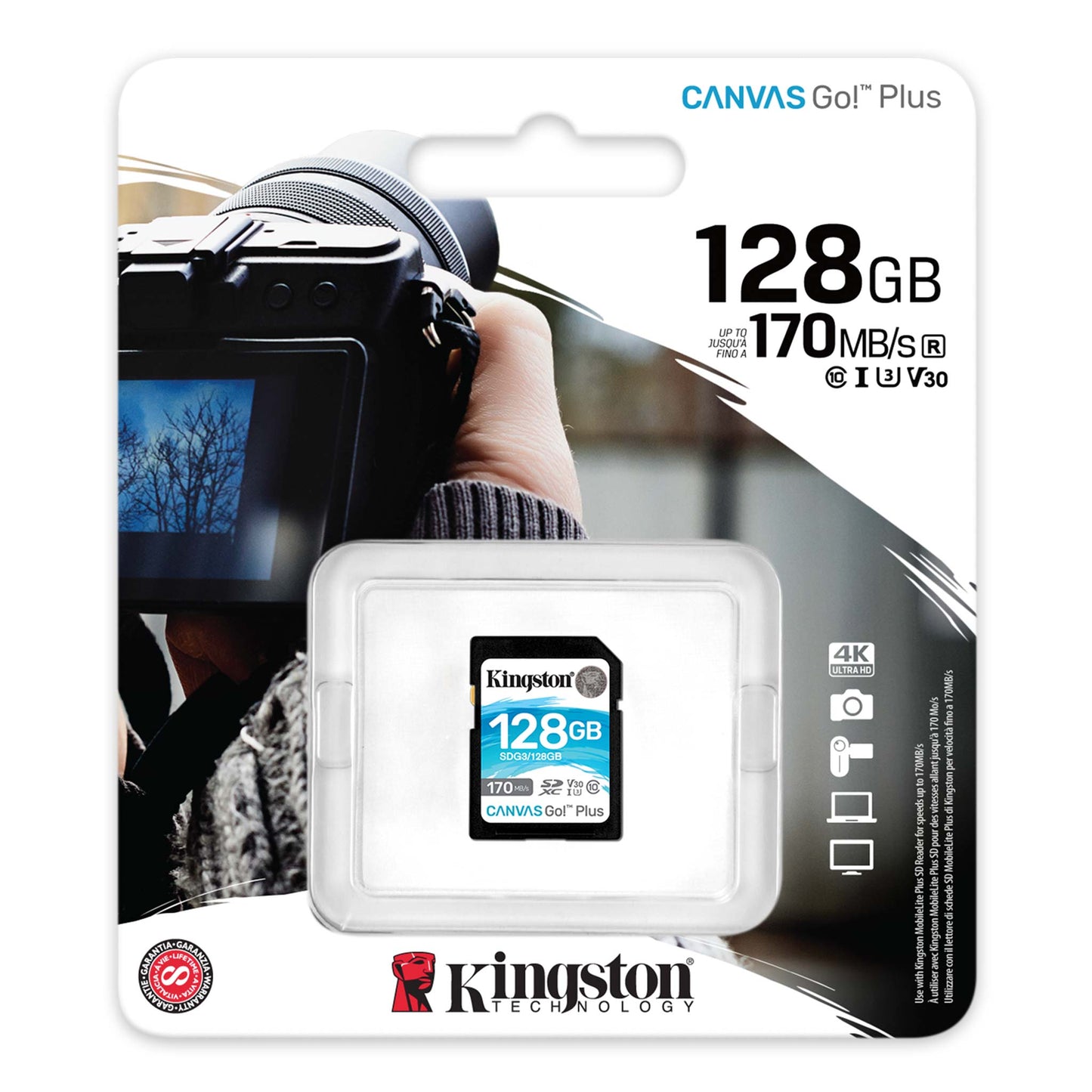 Speicherkarte SDXC Kingston Canvas Go Plus, 128 GB, Klasse 10 / UHS-1 U3 SDG3/128 GB