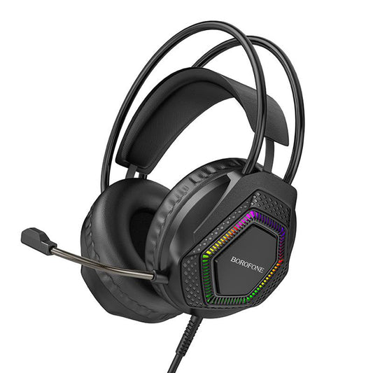 Borofone BO105 Thunder 3.5mm Gaming Headphones, RGB, 2m, Black