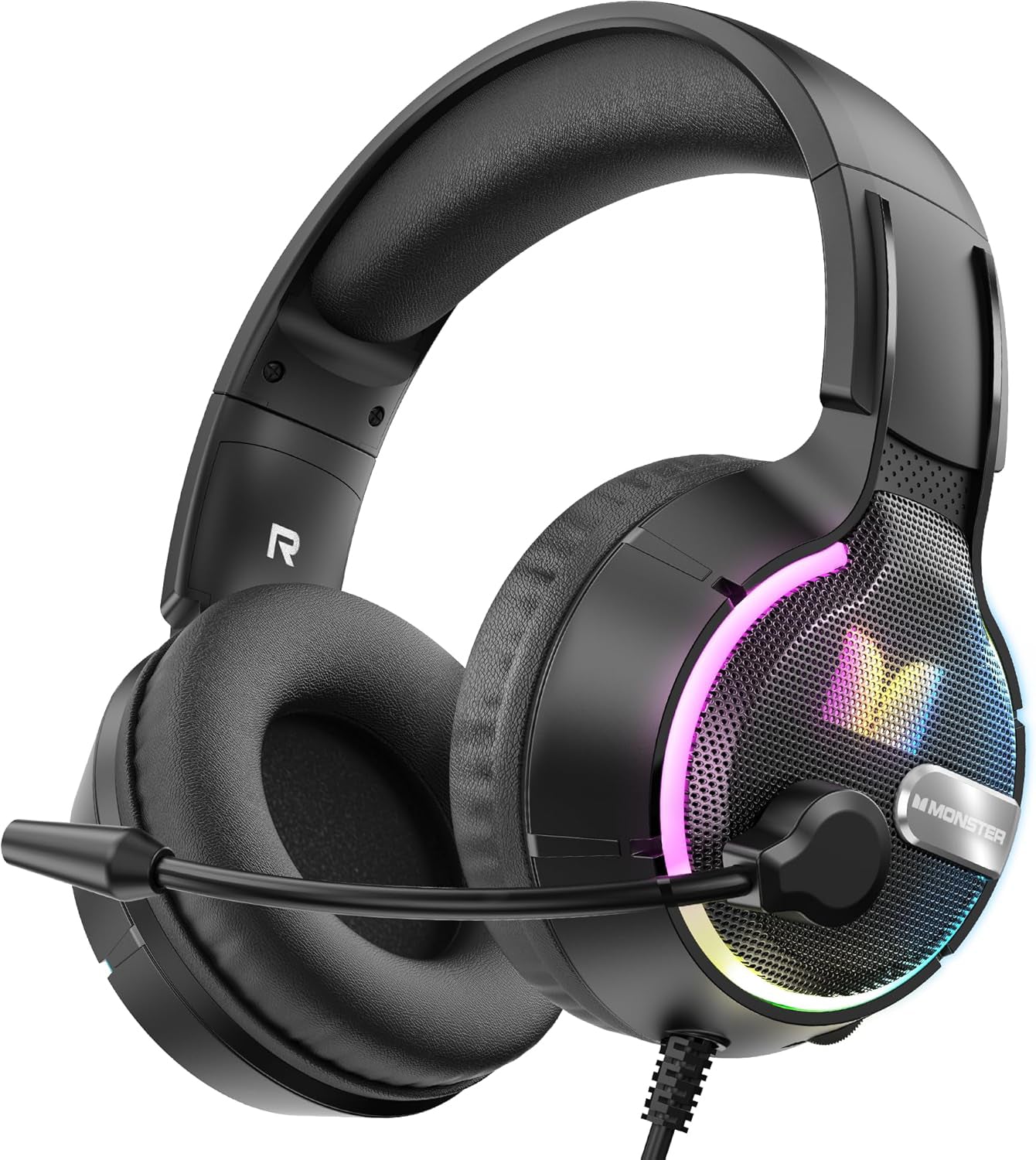 Gaming-Kopfhörer 3,5 mm Monster Mission 320, RGB, 1,9 m, Schwarz