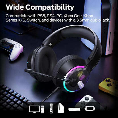 Gaming-Kopfhörer 3,5 mm Monster Mission 320, RGB, 1,9 m, Schwarz