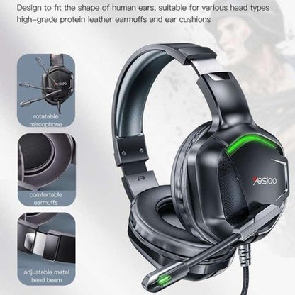 Gaming-Kopfhörer 3.5mm Yesido EK01, RGB, 1.2m, Schwarz