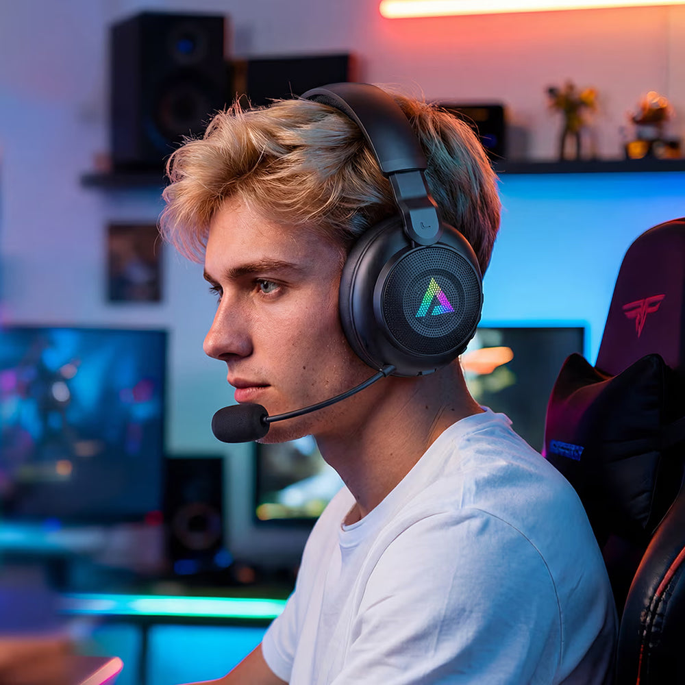 Acefast H15 Wireless Gaming-Kopfhörer, RGB, BT / Wi-Fi / Kabelgebunden, Schwarz