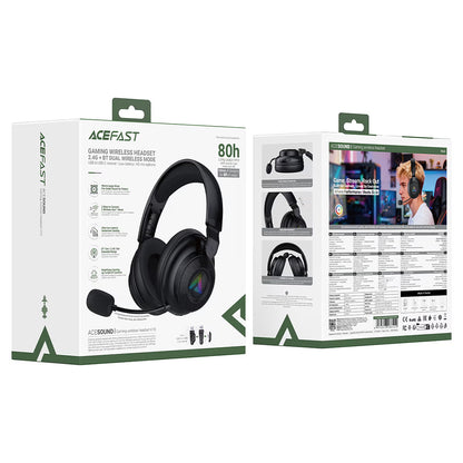 Acefast H15 Wireless Gaming-Kopfhörer, RGB, BT / Wi-Fi / Kabelgebunden, Schwarz