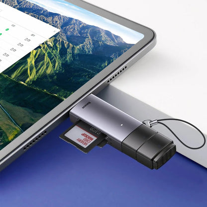 USB-/USB-C-Kartenleser Baseus Lite, SD – microSD, Grau WKQX060113