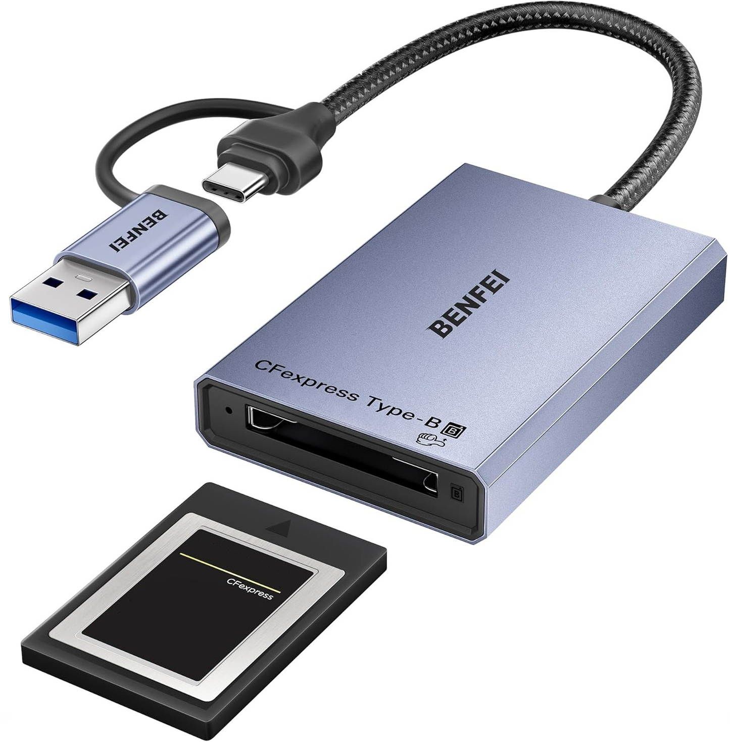 USB 3.2 / USB-C Kartenleser Benfei, CFexpress B, Grau