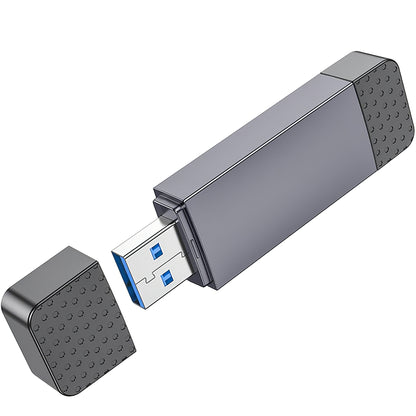 HOCO HB45 USB/USB-C-Kartenleser, SD – microSD, USB 2.0, Grau