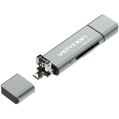 USB / USB-C / microUSB Kartenleser Vention, SD - microSD, Grau CCJH0