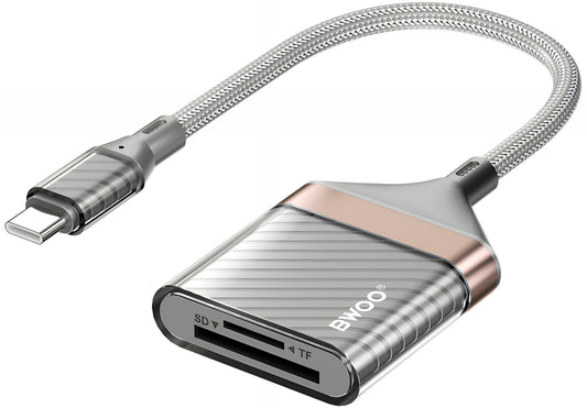 USB-C Kartenleser BWOO BZ64, SD - microSD, Grau