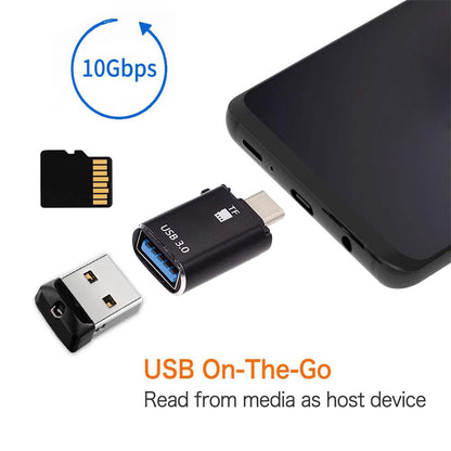 Kartenleser USB-C Techsuit AluVoltX, USB-A (OTG) - microSD, Schwarz
