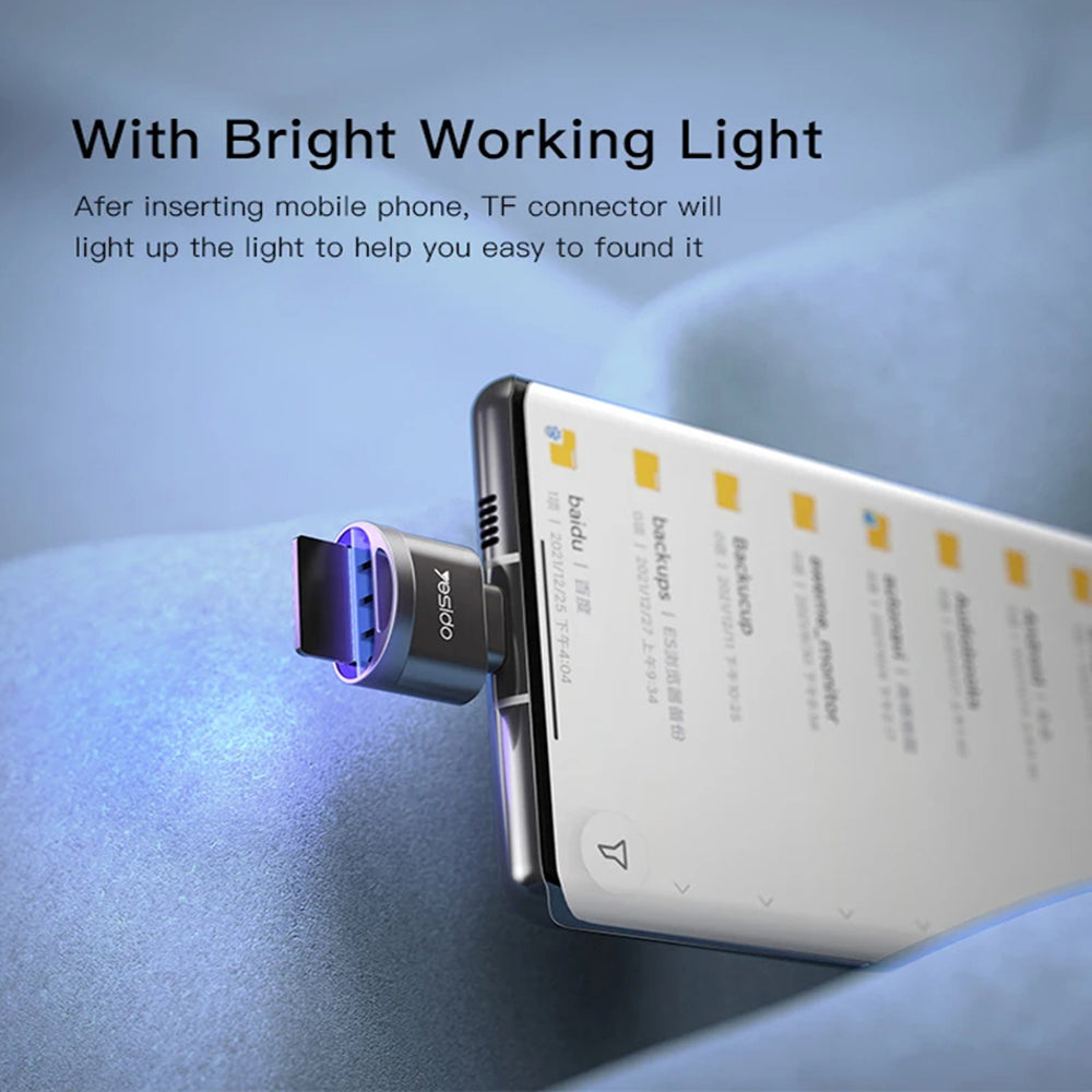 USB-C Yesido GS19 Card Reader, USB-A (OTG) - microSD, Gray