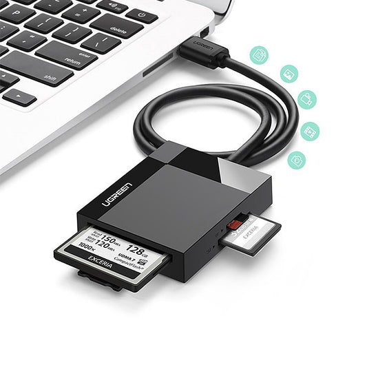 USB 3.0 UGREEN CR125 Card Reader, SD - microSD - CF - MS, Black