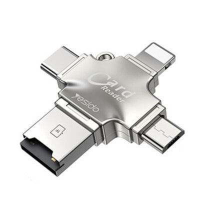USB / USB-C / Lightning / microUSB Kartenleser Yesido GS13, microSD, Silber