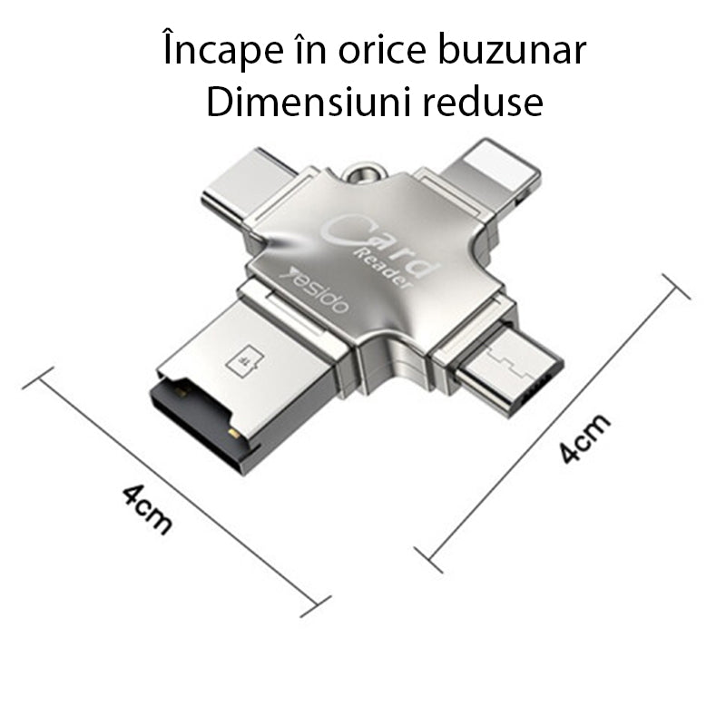 USB / USB-C / Lightning / microUSB Kartenleser Yesido GS13, microSD, Silber